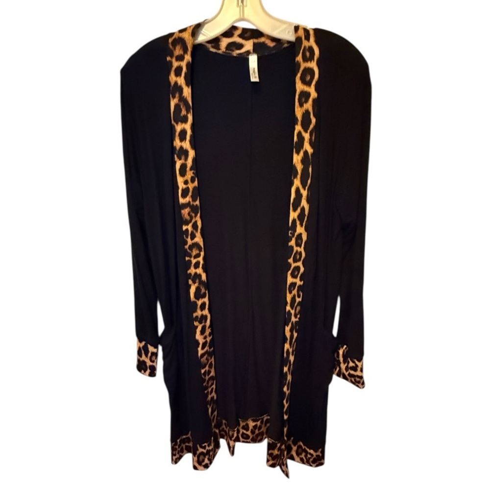Magic Fit Black Cover-Up with‎ Animal Print Trim